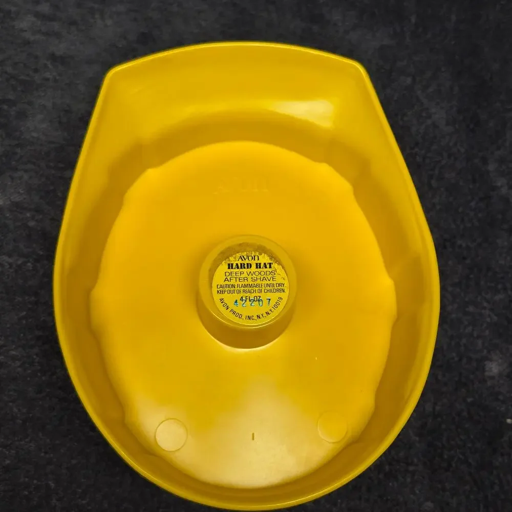 Vintage Avon Yellow Construction Hard Hat & Glass Hammer After Shave Decanter